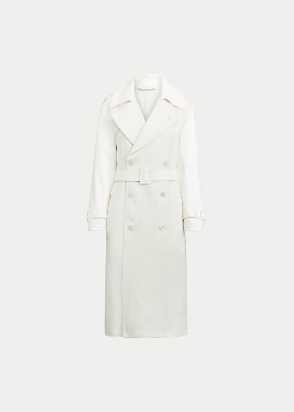 Ralph Lauren Hays Læder-Trim Trenchcoat Dame Danmark (YDGCM7495)